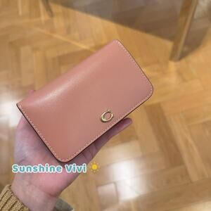 NWT Coach Essential Slim Card Case Wallet Leather CR990 in Gold/peach